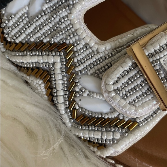 + HOUSE OF HARLOW 1960 + Beaded Flat Double Buckle Sandal - Picture 5 of 8